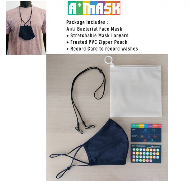 ANTI BACTERIAL REUSABLE FABRIC FACE MASK (ES-40002) - NAVY MASK PACKAGE