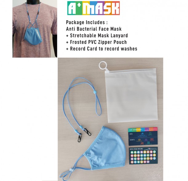 ANTI BACTERIAL REUSABLE FABRIC FACE MASK (ES-40002) - LIGHT BLUE MASK PACKAGE
