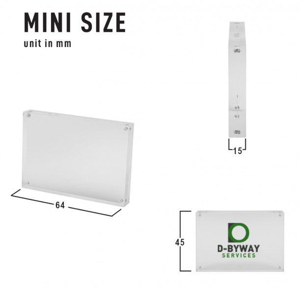 TABLE TOP 2-SIDED ACRYLIC FRAME - MAGNET (DBW-34002) - MINI SIZE